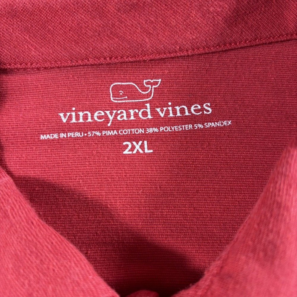 Vineyard Vines Polo Shirt Mens 2XL Dark Pink/Red Classic Fit Golf Preppy - Picture 3 of 8